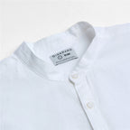 Men's Slim Linen Cotton Band Collar Shirt