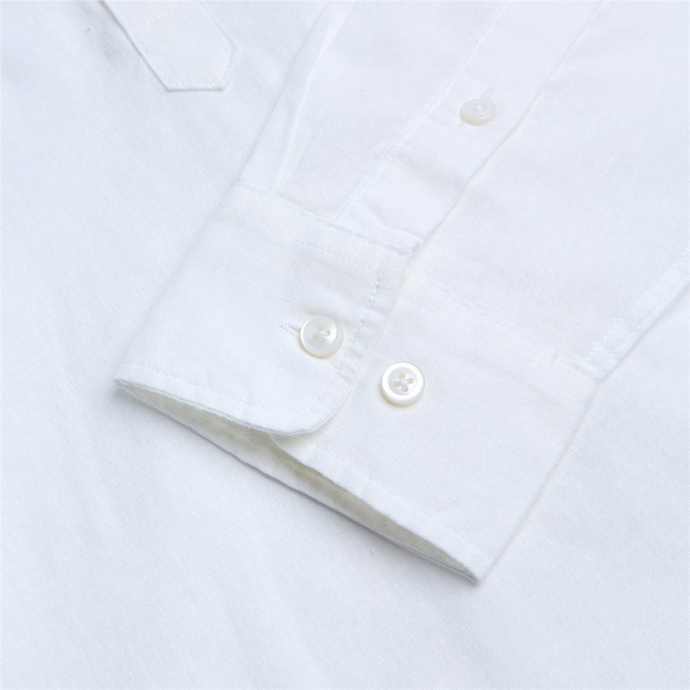Men's Slim Linen Cotton Band Collar Shirt
