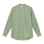 Men's Slim Linen Cotton Band Collar Shirt