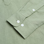 Men's Slim Linen Cotton Band Collar Shirt