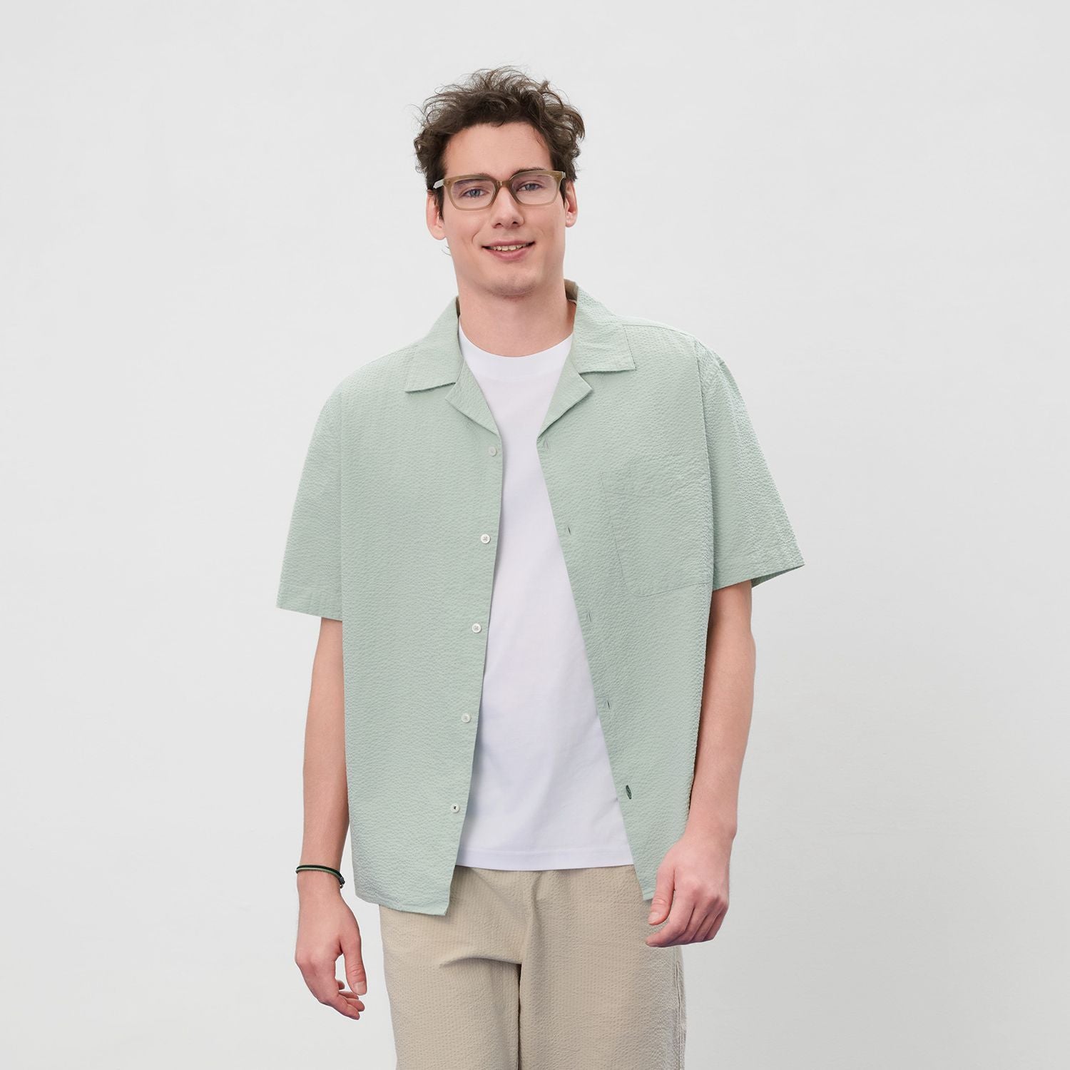 Men Relaxed Cotton Seersucker Shirt