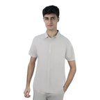 Men Slim Linen Blend Short Sleeve Shirt