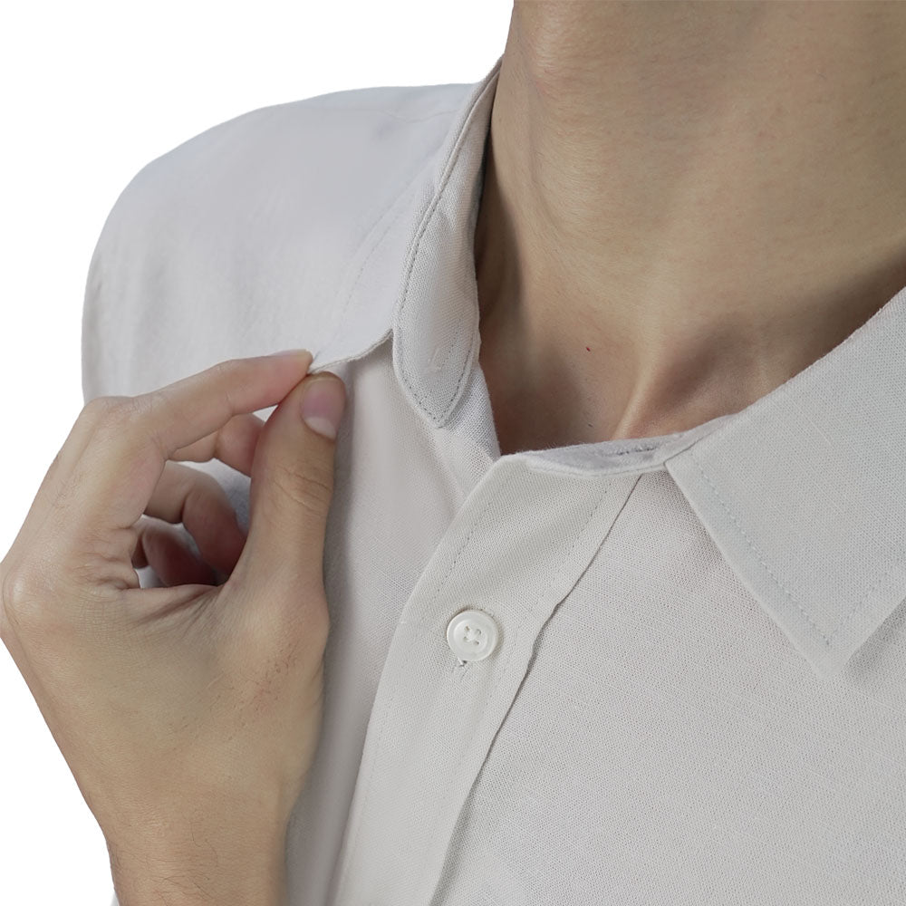 Men Slim Linen Blend Short Sleeve Shirt