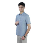 Men Slim Linen Blend Short Sleeve Shirt