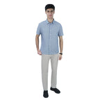 Men Slim Linen Blend Short Sleeve Shirt