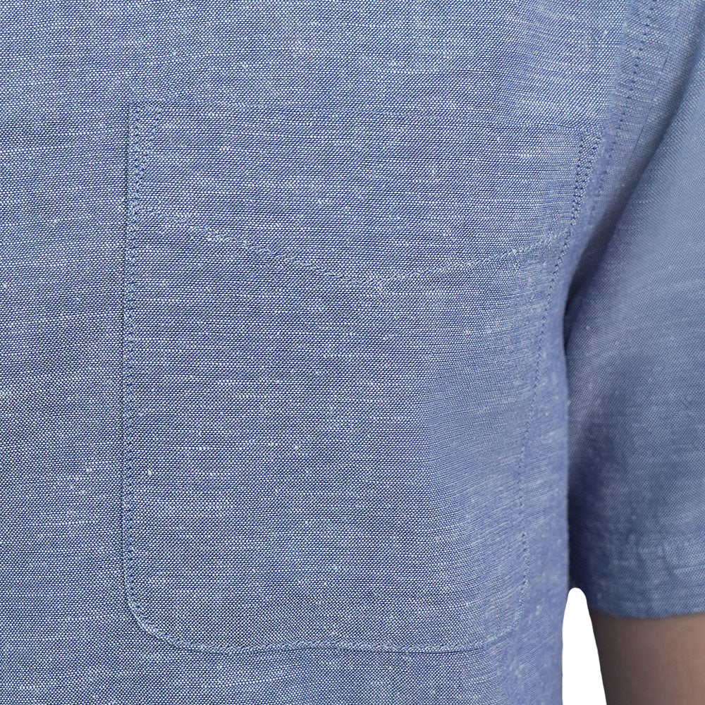Men Slim Linen Blend Short Sleeve Shirt