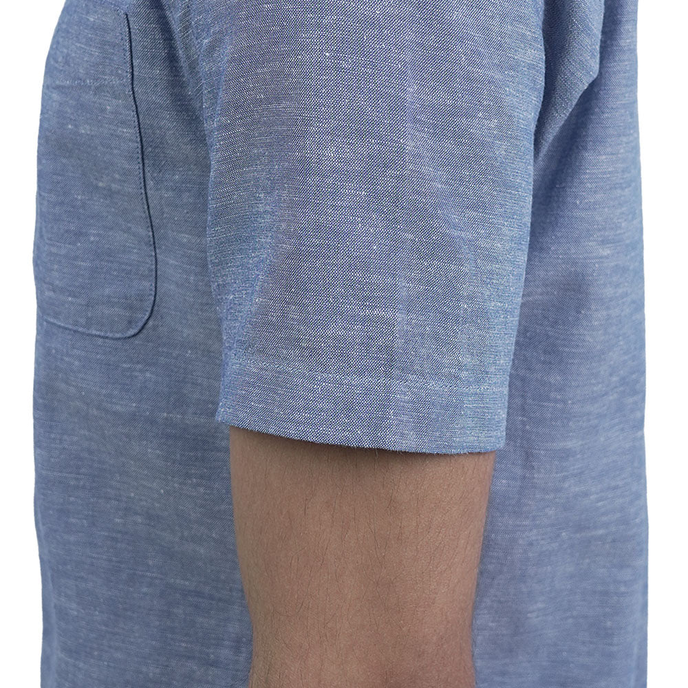 Men Slim Linen Blend Short Sleeve Shirt