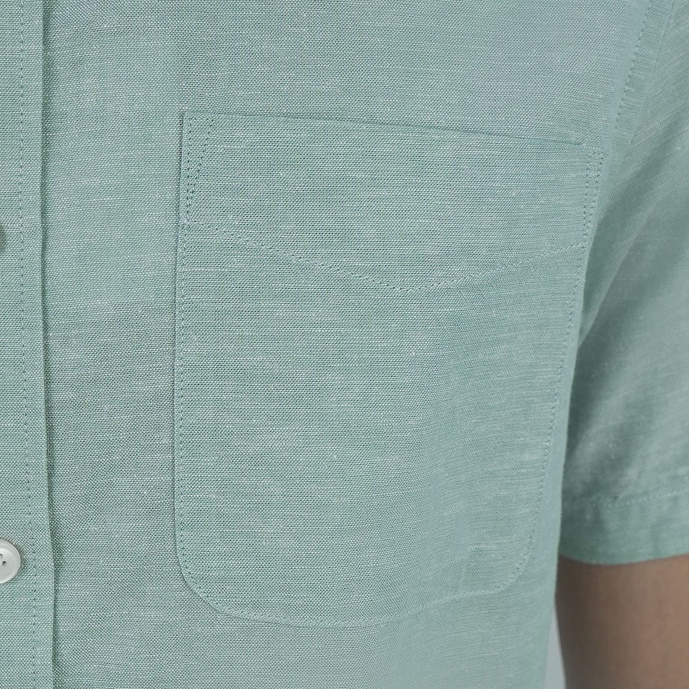 Men Slim Linen Blend Short Sleeve Shirt