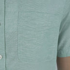 Men Slim Linen Blend Short Sleeve Shirt