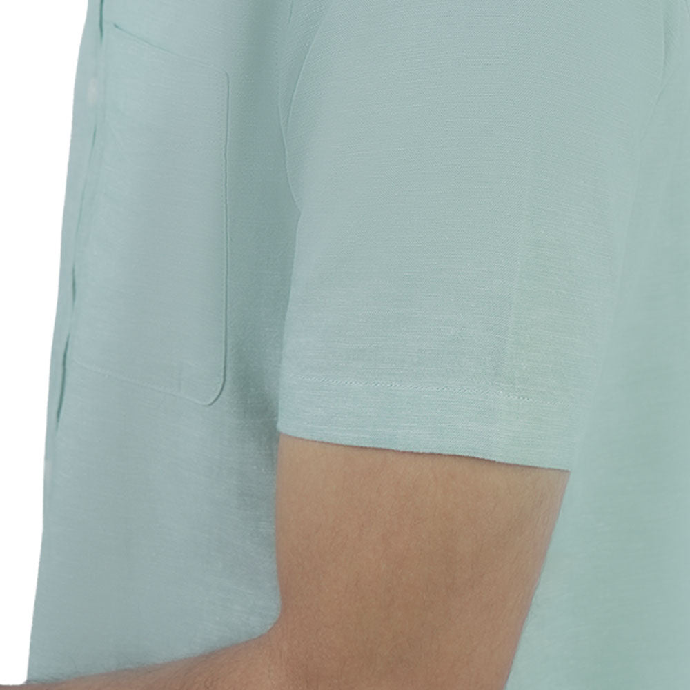 Men Slim Linen Blend Short Sleeve Shirt