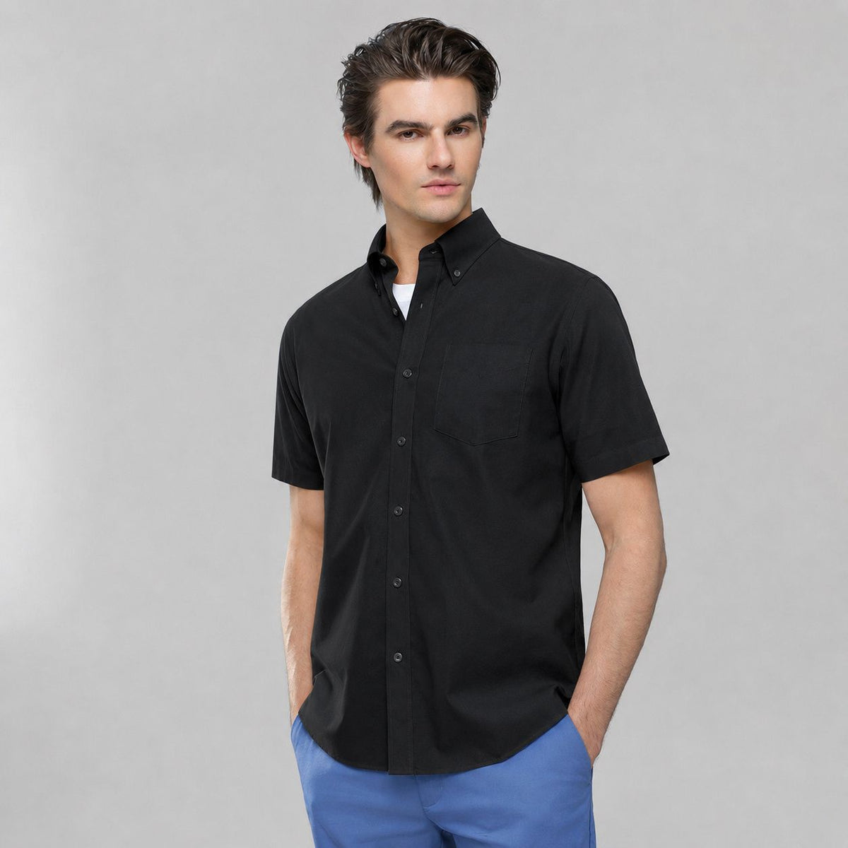 Men Wrinkle Free Short Sleeve Oxford Shirt
