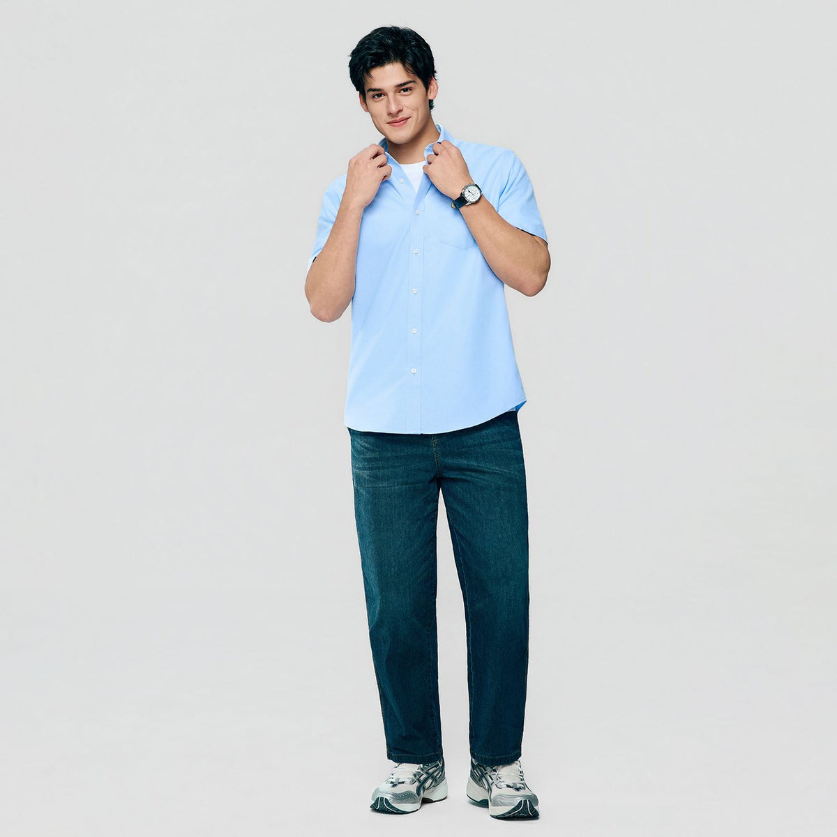 Men Wrinkle Free Short Sleeve Oxford Shirt