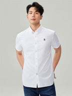 Men Slim Cotton Short Sleeve Oxford Shirt