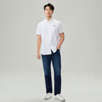 Men Slim Cotton Short Sleeve Oxford Shirt