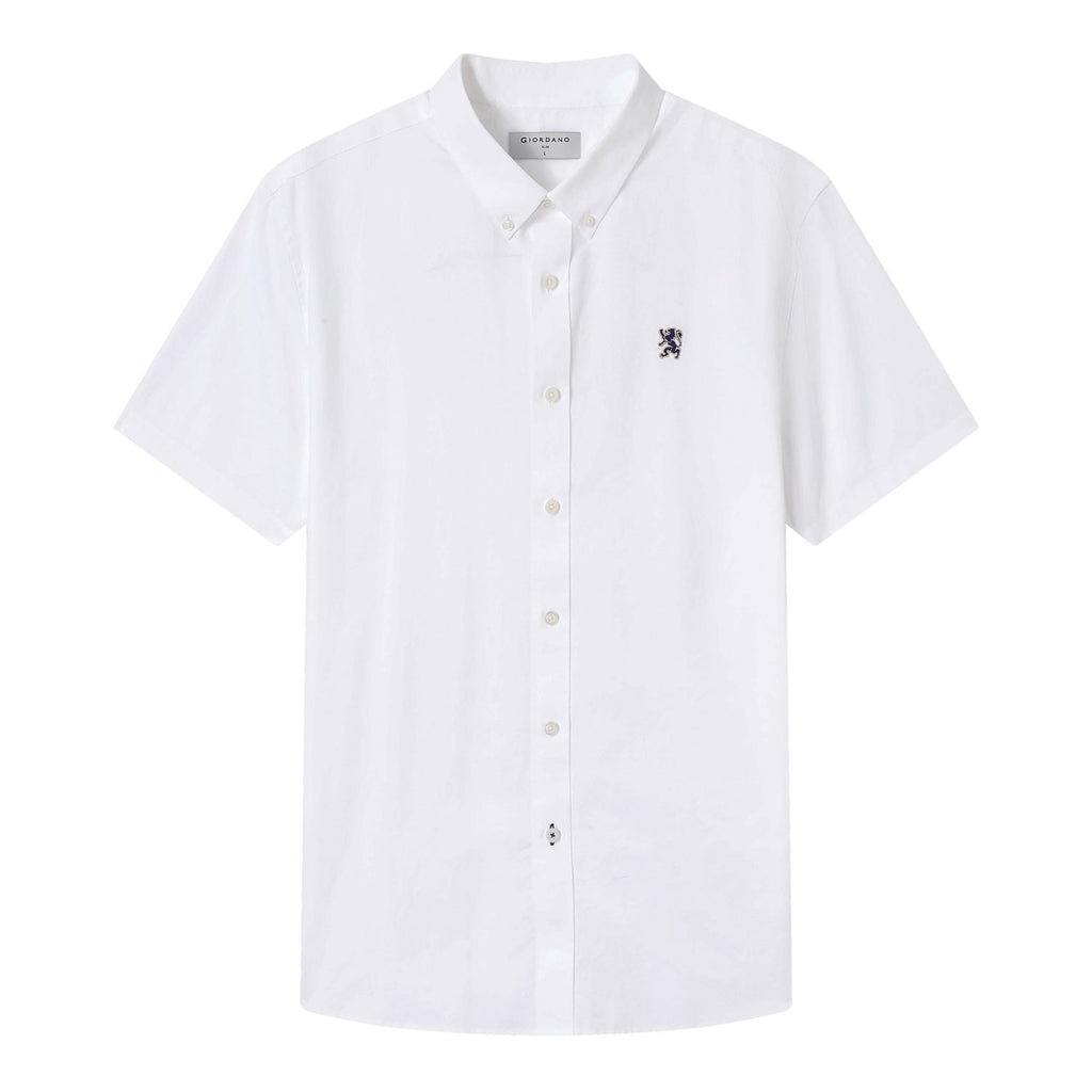 Men Slim Cotton Short Sleeve Oxford Shirt