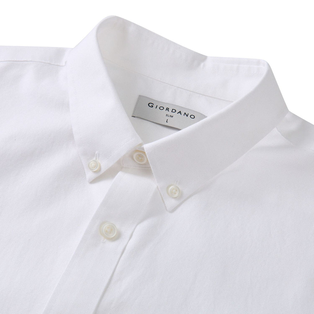 Men Slim Cotton Short Sleeve Oxford Shirt