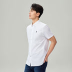 Men Slim Cotton Short Sleeve Oxford Shirt
