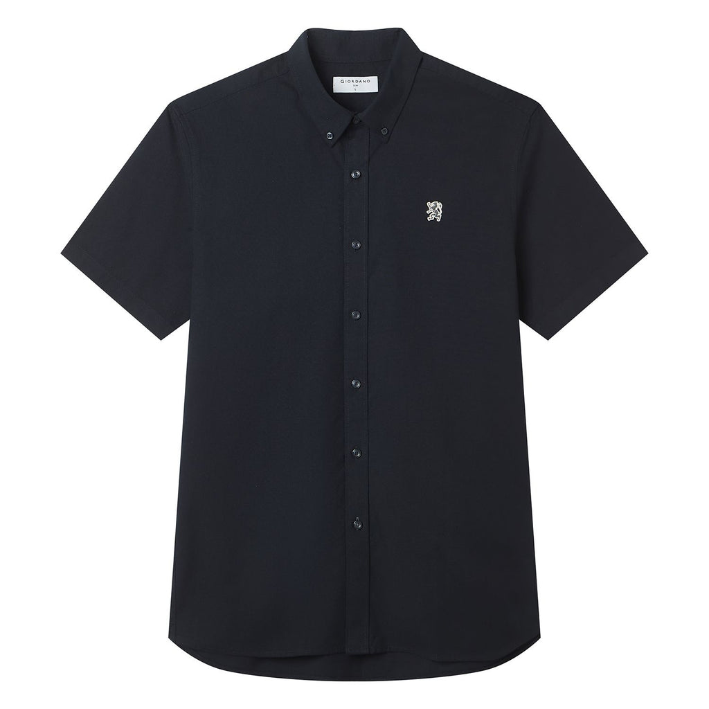 Men Slim Cotton Short Sleeve Oxford Shirt