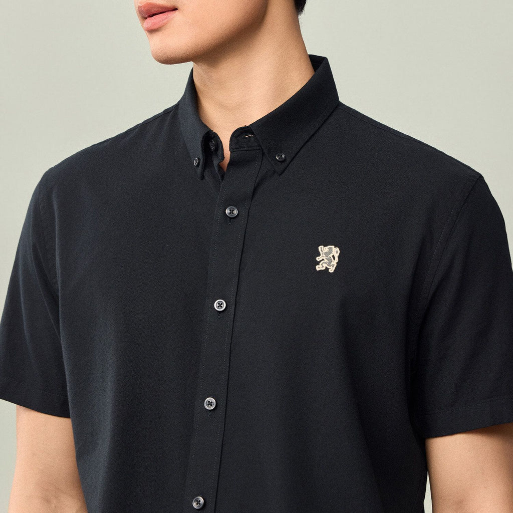 Men Slim Cotton Short Sleeve Oxford Shirt