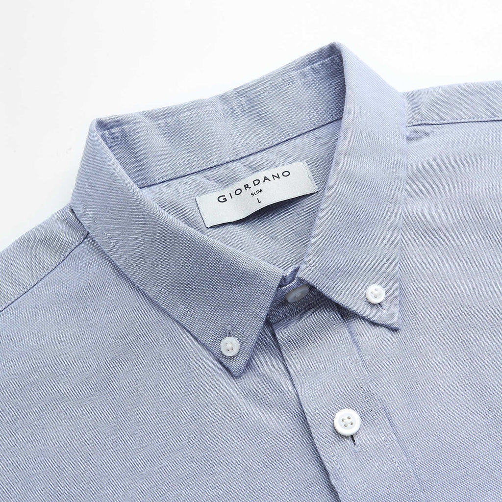 Men Slim Cotton Short Sleeve Oxford Shirt