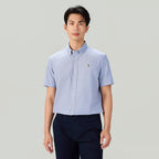 Men Slim Cotton Short Sleeve Oxford Shirt