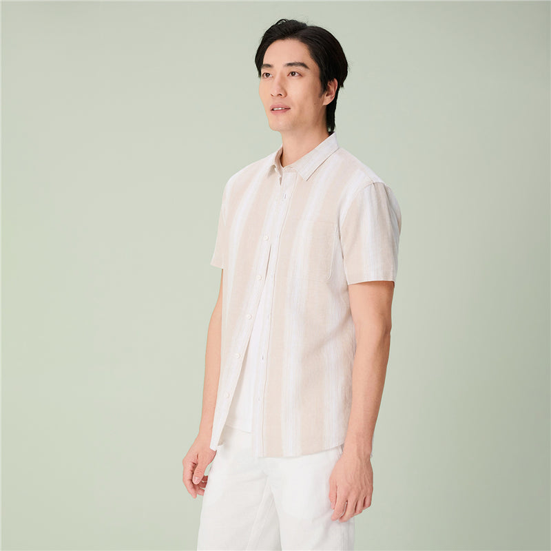 Men's Slim Linen Cotton Striped Shirt
