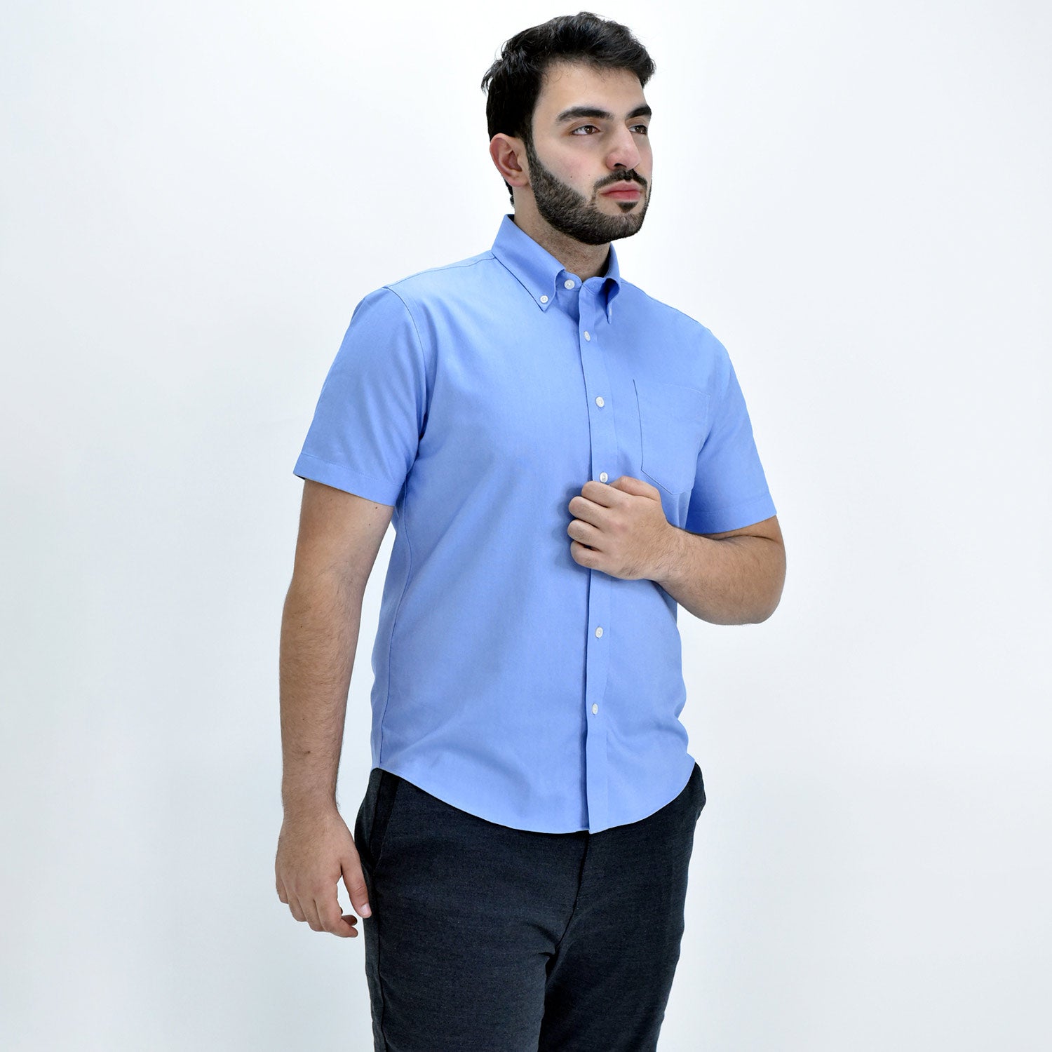 Men's Wrinkle Free Cotton Oxford Short Sleeve Shirt