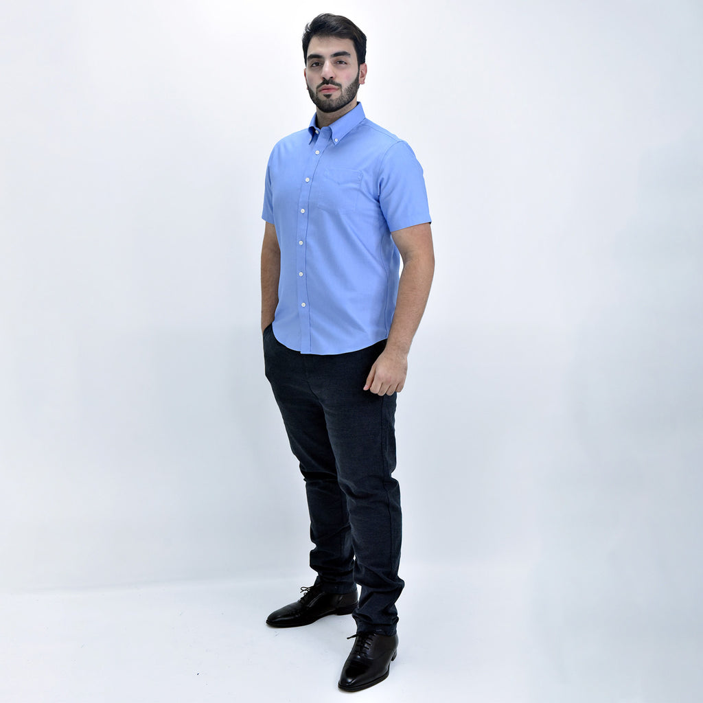 Men's Wrinkle Free Cotton Oxford Short Sleeve Shirt