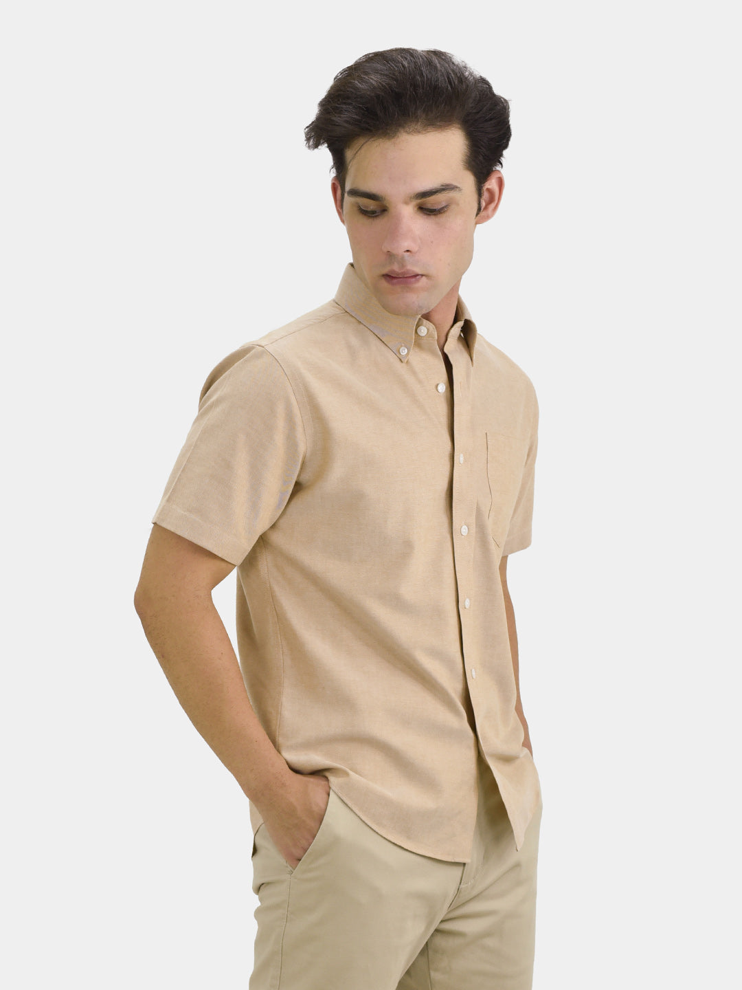 Men's Wrinkle Free Cotton Oxford Short Sleeve Shirt