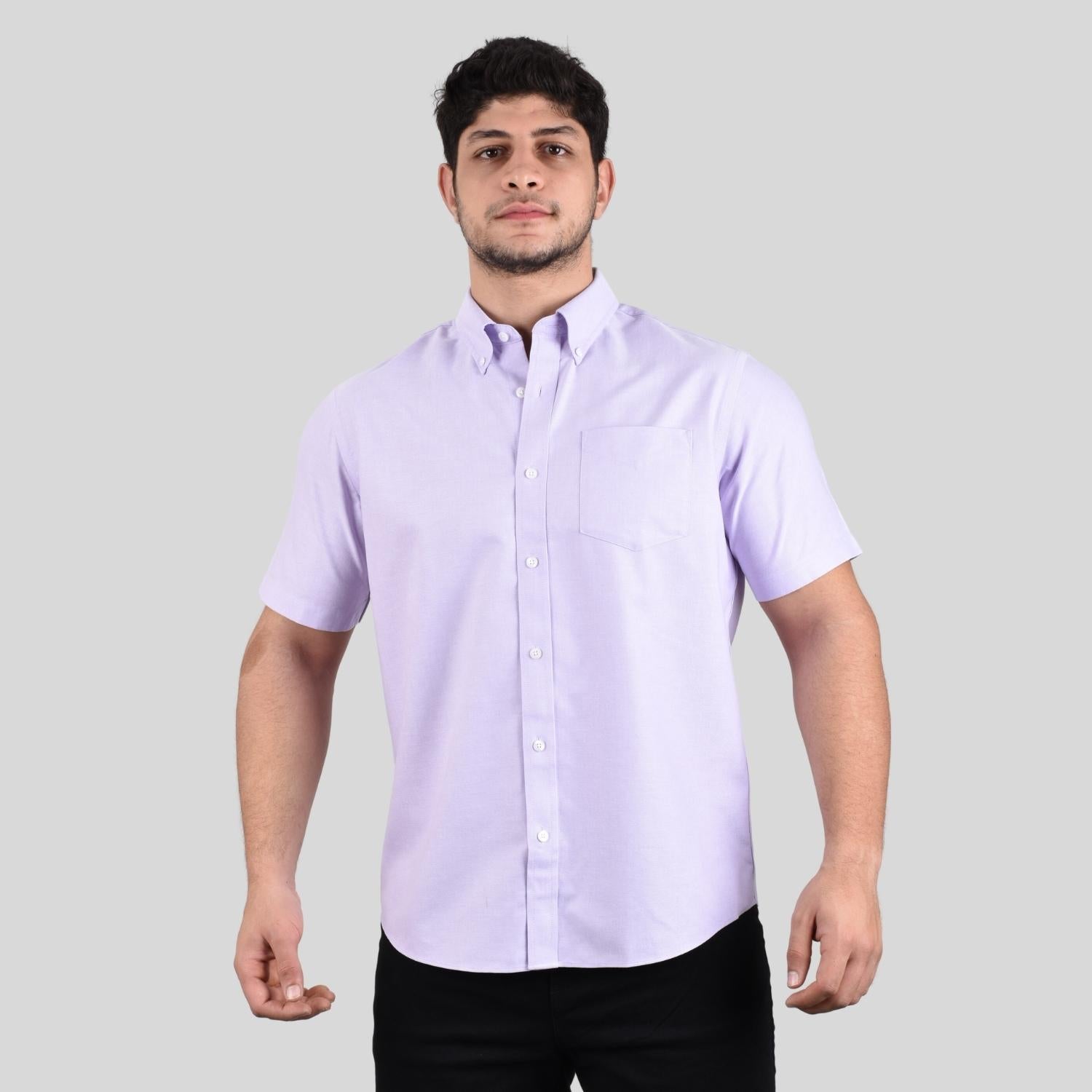 Men's Wrinkle Free Cotton Oxford Short Sleeve Shirt