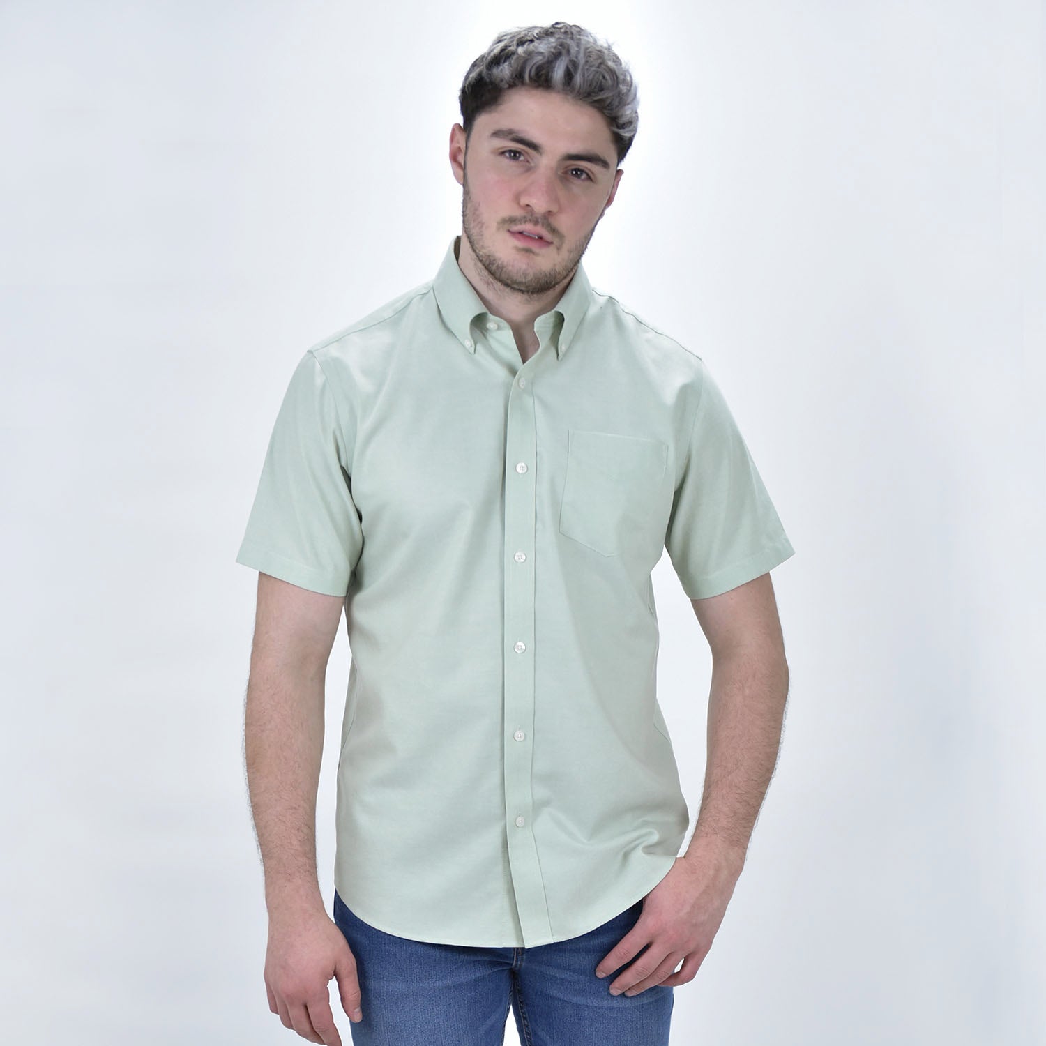 Men's Wrinkle Free Cotton Oxford Short Sleeve Shirt