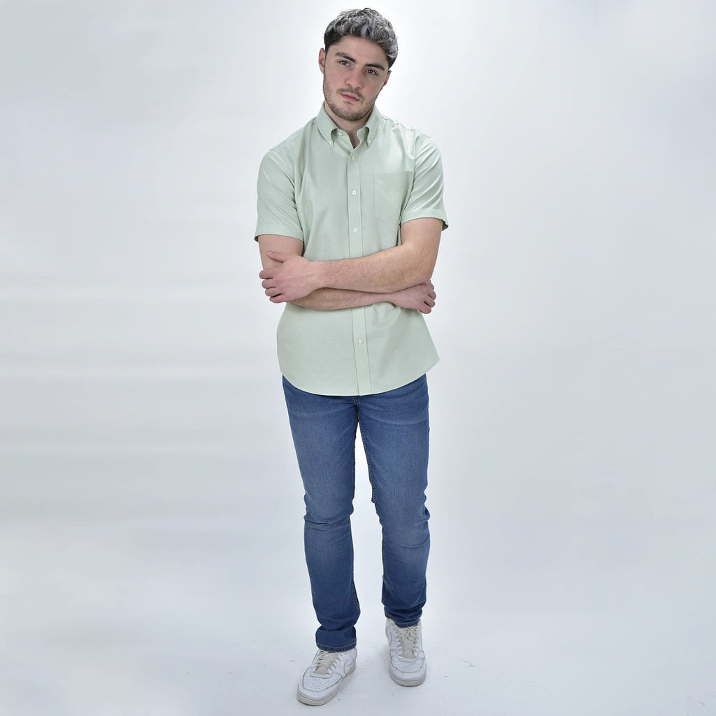 Men's Wrinkle Free Cotton Oxford Short Sleeve Shirt