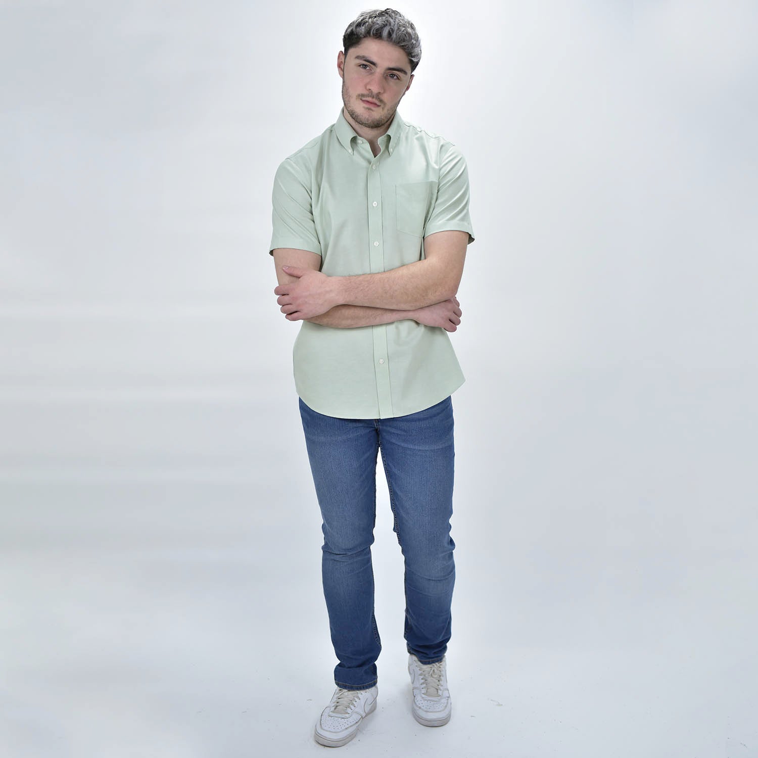 Men's Wrinkle Free Cotton Oxford Short Sleeve Shirt