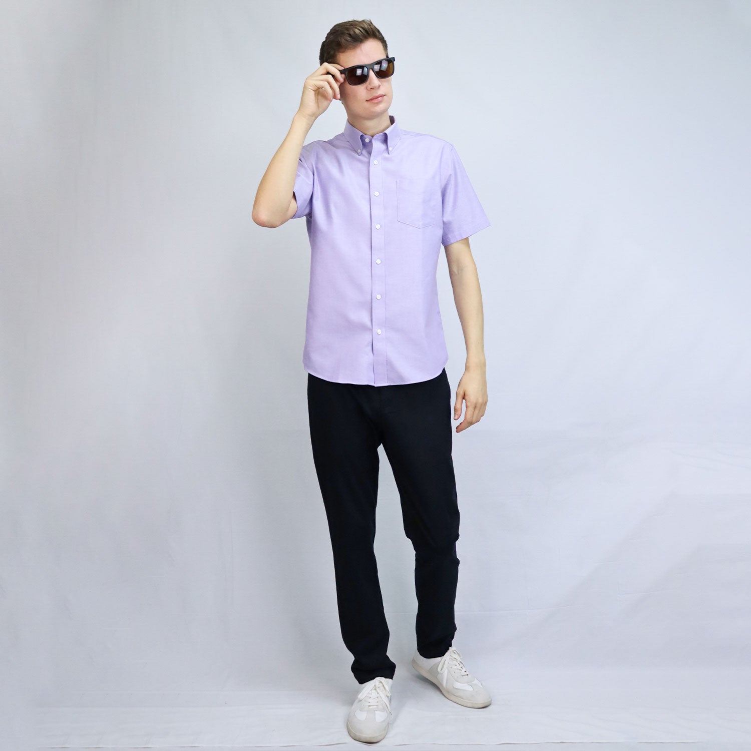 Men's Wrinkle Free Cotton Oxford Short Sleeve Shirt