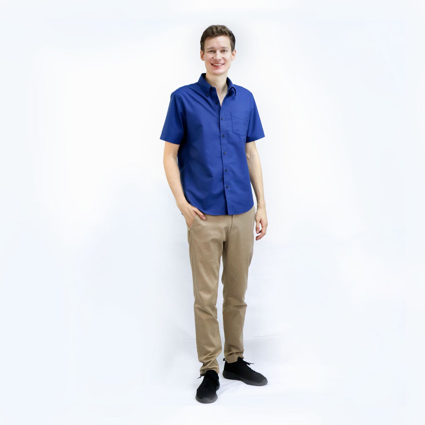 Men's Wrinkle Free Cotton Oxford Short Sleeve Shirt