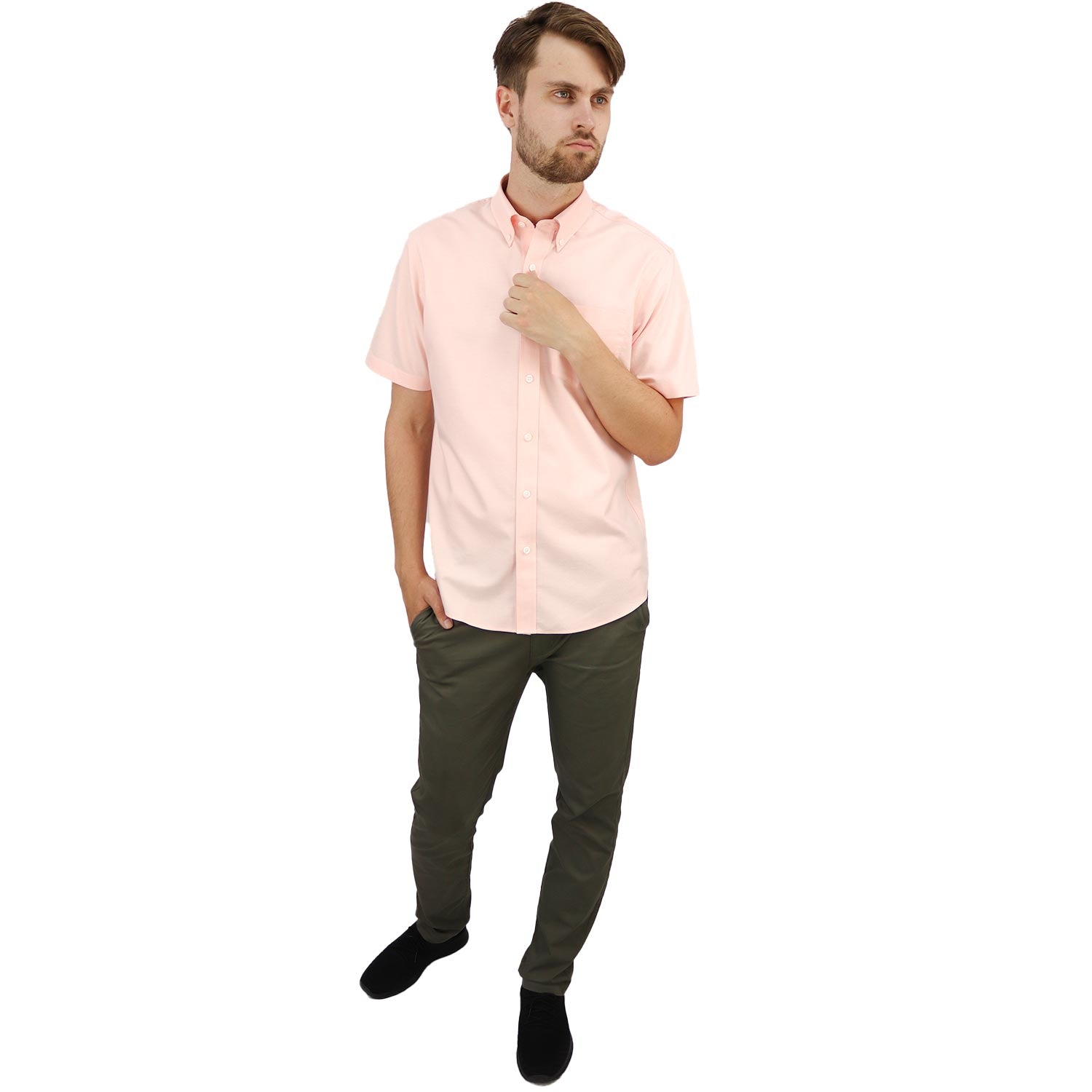 Men's Wrinkle Free Cotton Oxford Short Sleeve Shirt
