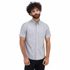 Giordano Men's Wrinkle Free Cotton Oxford Short Sleeve Shirt-Grey