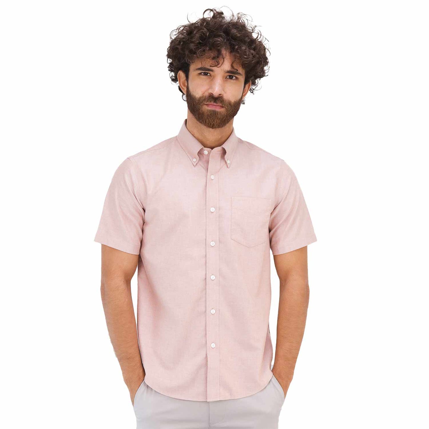 Men's Wrinkle Free Cotton Oxford Short Sleeve Shirt