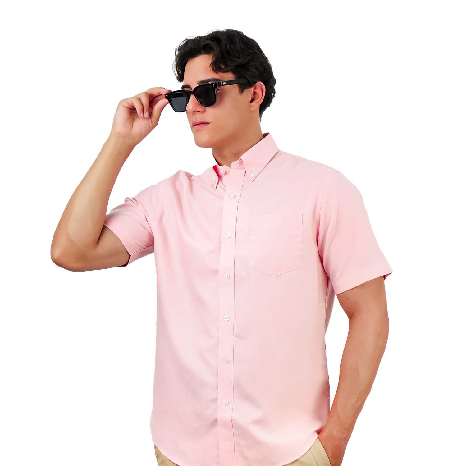 Men's Wrinkle Free Cotton Oxford Short Sleeve Shirt