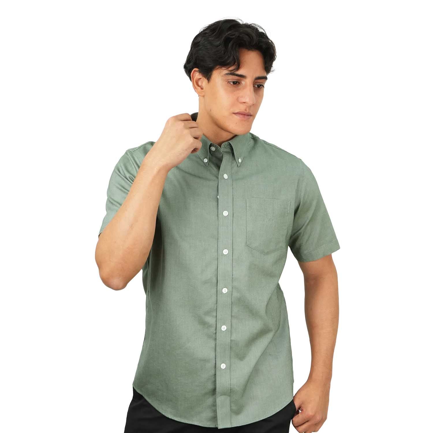 Men's Wrinkle Free Cotton Oxford Short Sleeve Shirt