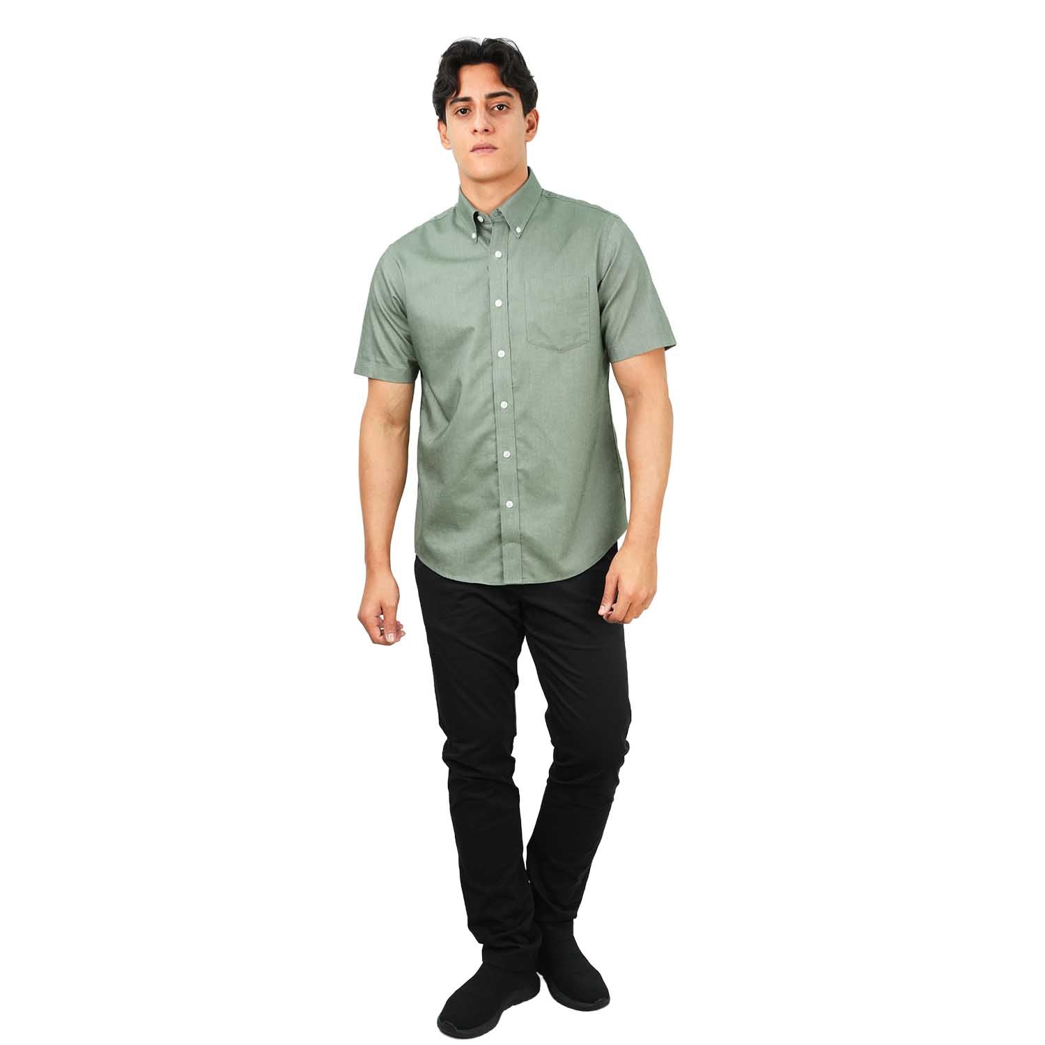 Men's Wrinkle Free Cotton Oxford Short Sleeve Shirt