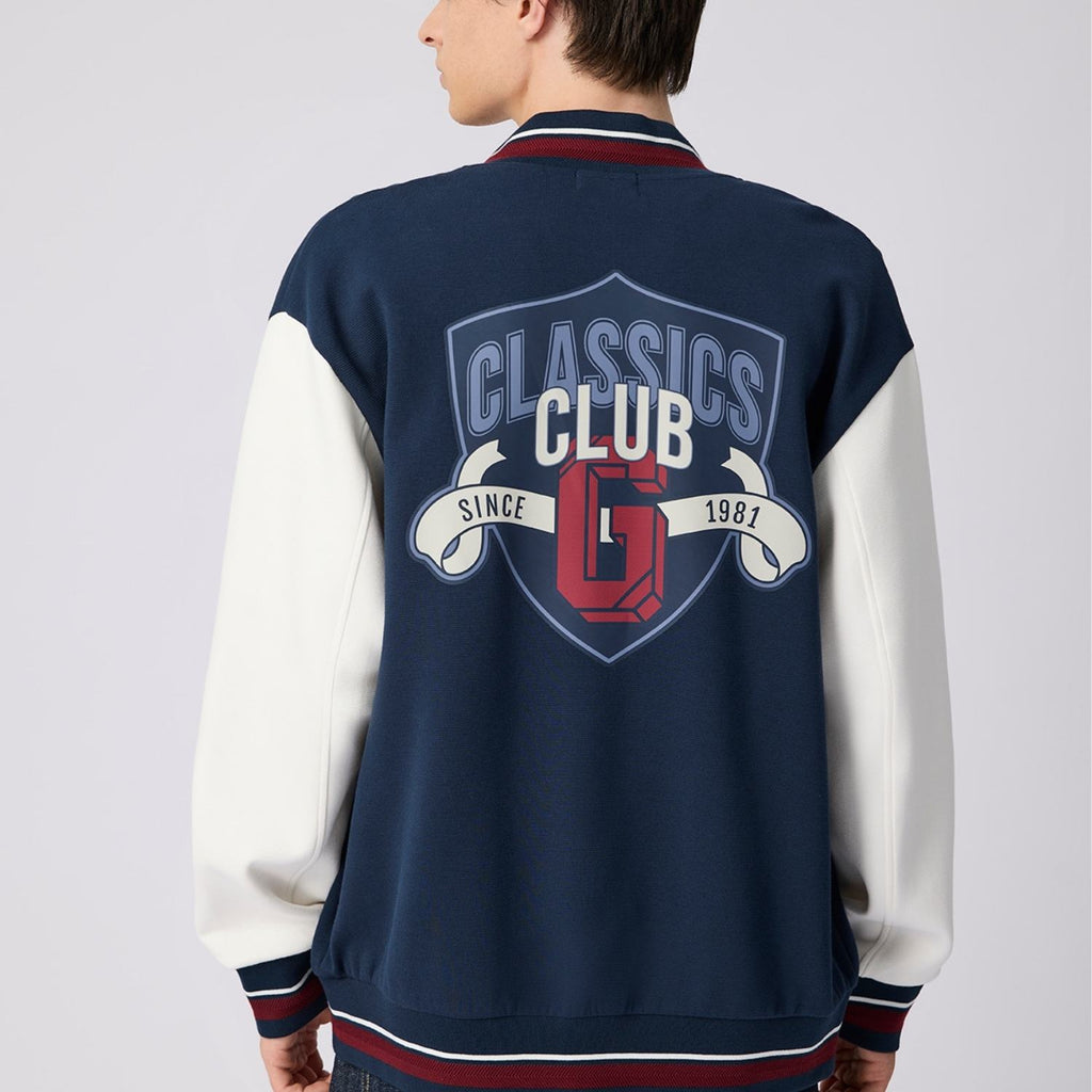 Men's Baseball Long Sleeve Seasonal Fit Print Knit Jacket