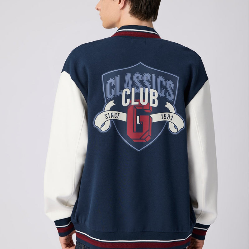 Men's Baseball Long Sleeve Seasonal Fit Print Knit Jacket