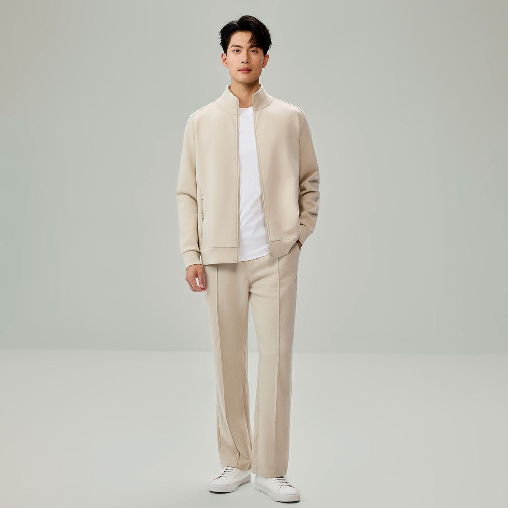 Men Slim Double Knit Full Zip Jacket