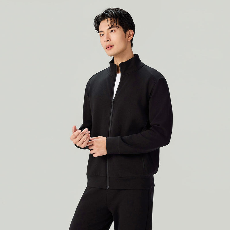 Men Slim Double Knit Full Zip Jacket