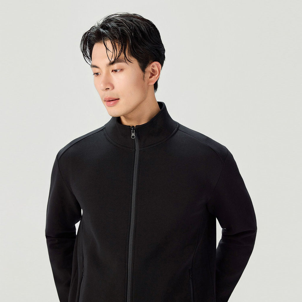 Men Slim Double Knit Full Zip Jacket