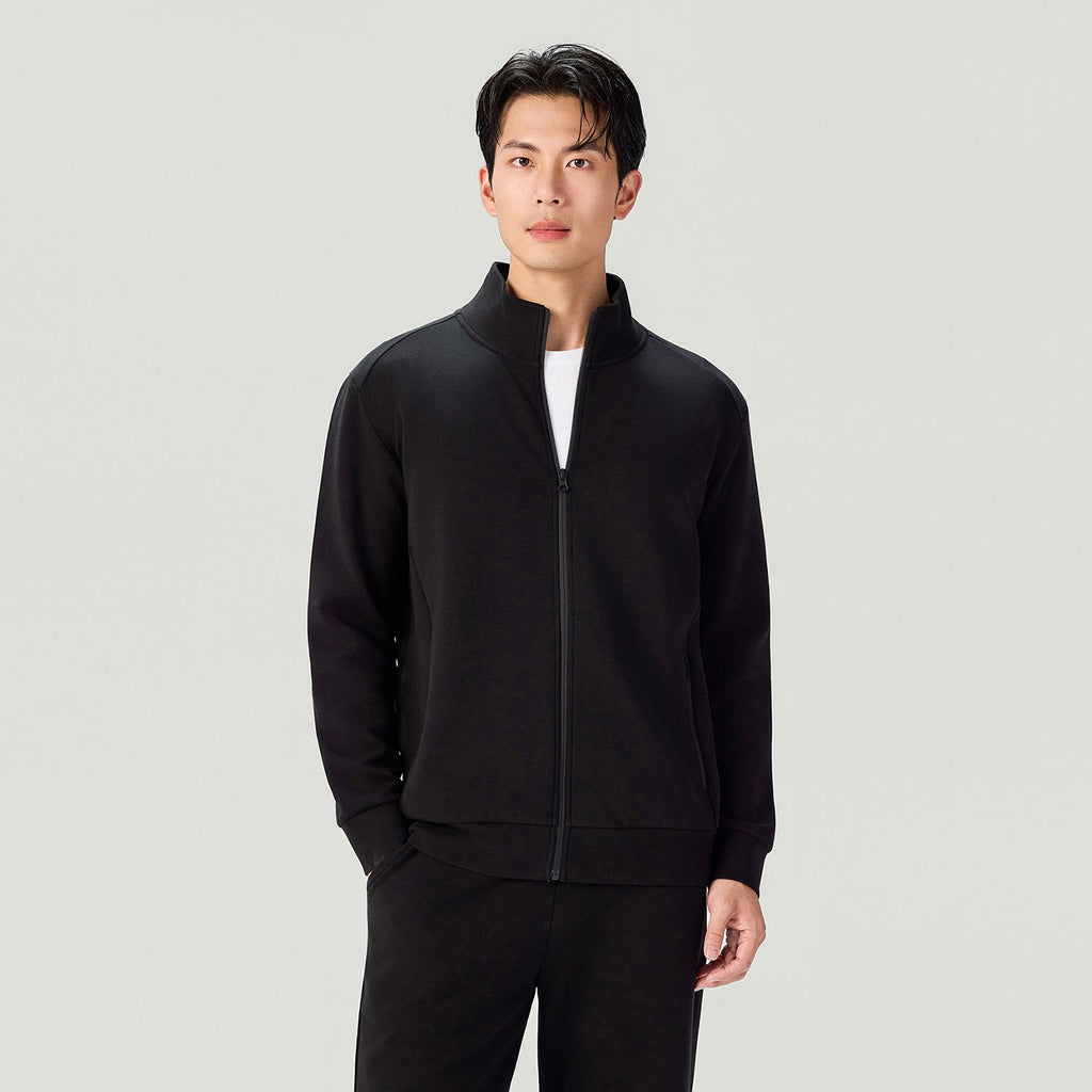 Men Slim Double Knit Full Zip Jacket