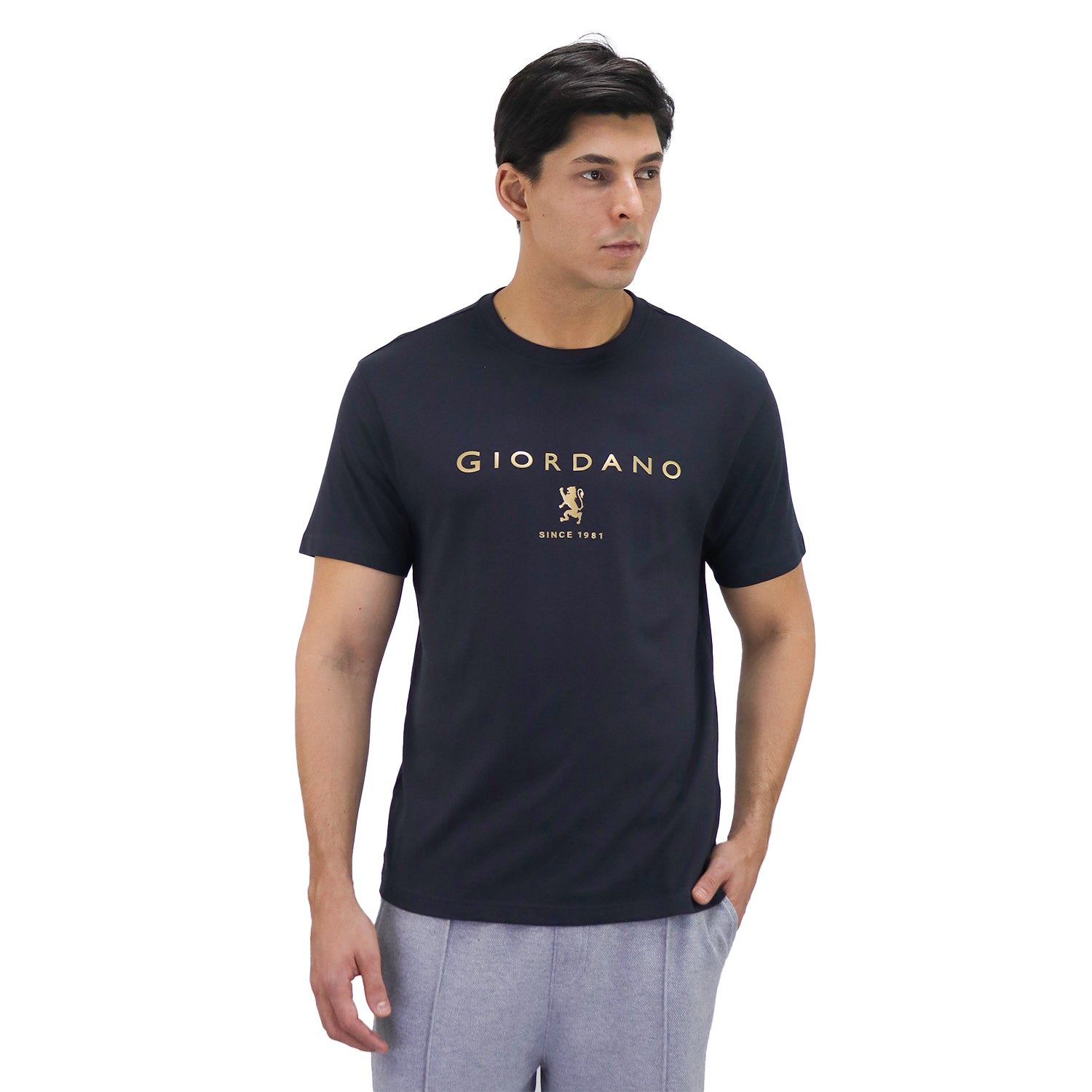 Giordano Men's Short Sleeve Print Tee-Blue
