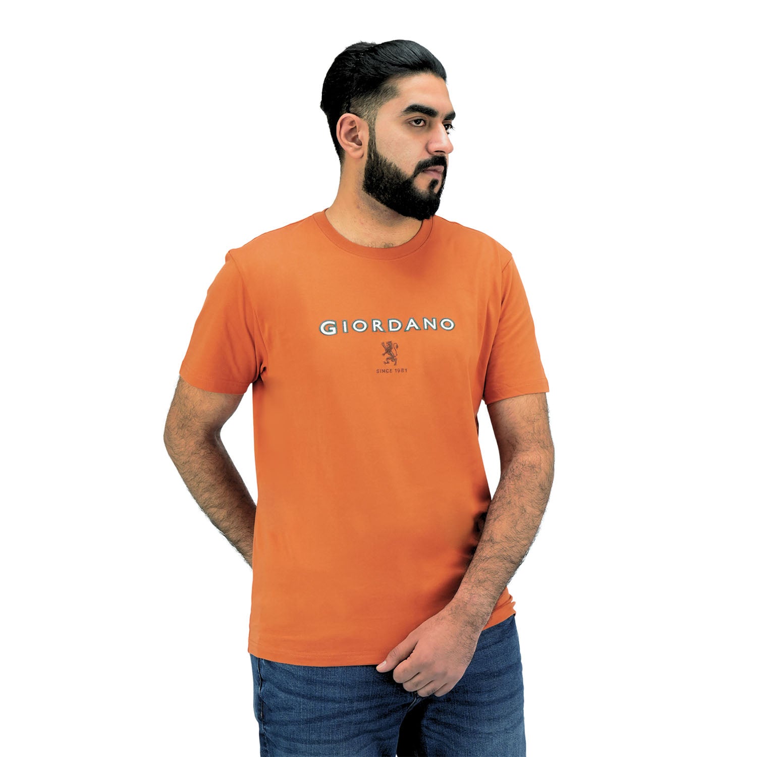Giordano Men's Short Sleeve Print Tee-Orange