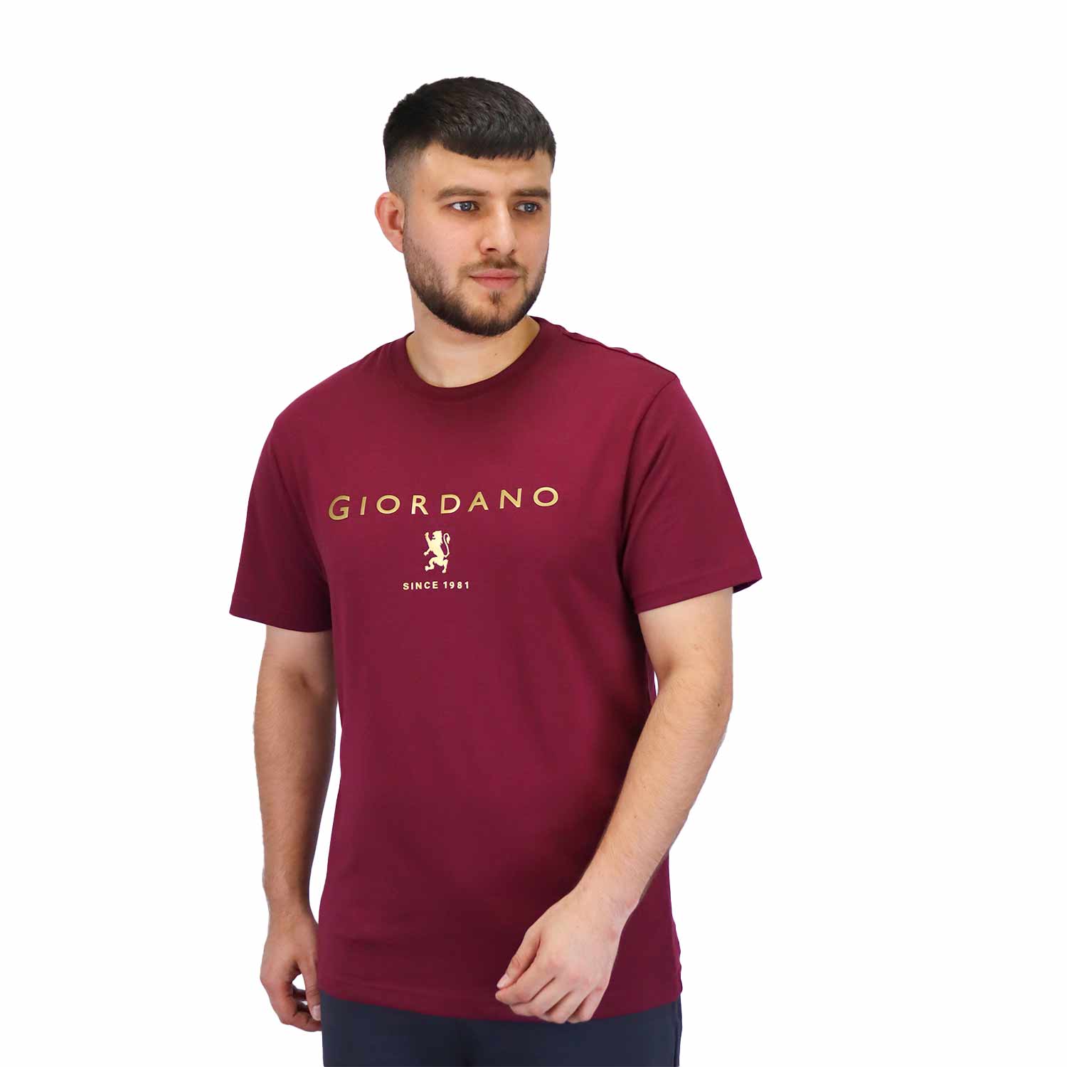 Giordano Men's Short Sleeve Print Tee-Red